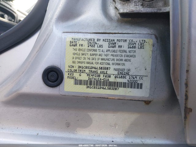 Продаж на аукціоні авто 2006 Nissan Sentra 1.8s, vin: 3N1CB51D46L583287, номер лоту: 45057760