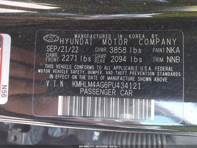 Продаж на аукціоні авто 2023 Hyundai Elantra Sel, vin: KMHLM4AG6PU434121, номер лоту: 45057777