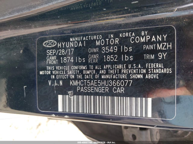 Aukcja sprzedaży 2017 Hyundai Accent Se, vin: KMHCT5AE5HU366077, numer aukcji: 45057799