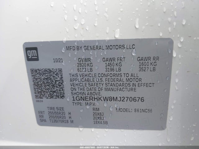 1GNERHKW8MJ270676 Chevrolet Traverse Fwd Lt Leather