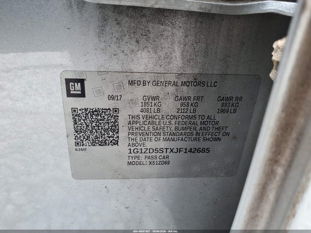 Продаж на аукціоні авто 2018 Chevrolet Malibu Lt, vin: 1G1ZD5STXJF142685, номер лоту: 45057857