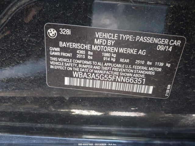 Продаж на аукціоні авто 2015 Bmw 328i, vin: WBA3A5G55FNN66351, номер лоту: 45057905