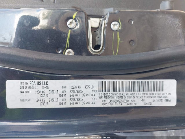 2016 Jeep Patriot Sport მანქანა იყიდება აუქციონზე, vin: 1C4NJRBB0GD585980, აუქციონის ნომერი: 45057910