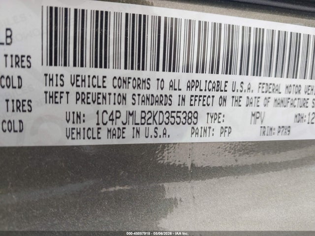 45057918 :رقم المزاد ، 1C4PJMLB2KD355389 vin ، 2019 Jeep Cherokee Latitude Plus 4x4 مزاد بيع