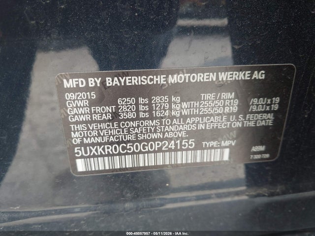Aukcja sprzedaży 2016 Bmw X5 Xdrive35i, vin: 5UXKR0C50G0P24155, numer aukcji: 45057957