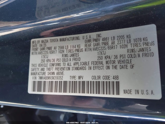 Продажа на аукционе авто 2025 Mazda Cx-50 2.5 S Preferred Package, vin: 7MMVABBM9SN359352, номер лота: 45057962