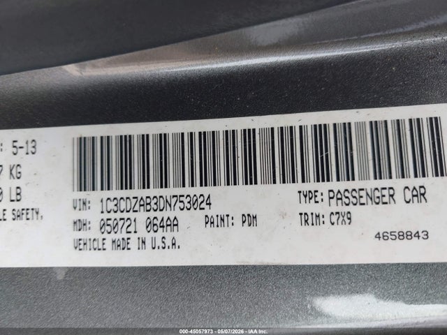 Aukcja sprzedaży 2013 Dodge Avenger Se, vin: 1C3CDZAB3DN753024, numer aukcji: 45057973