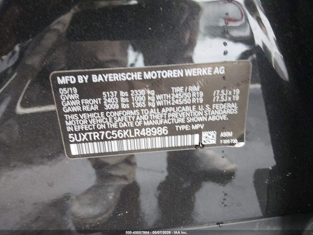 Aukcja sprzedaży 2019 Bmw X3 Sdrive30i, vin: 5UXTR7C56KLR48986, numer aukcji: 45057984