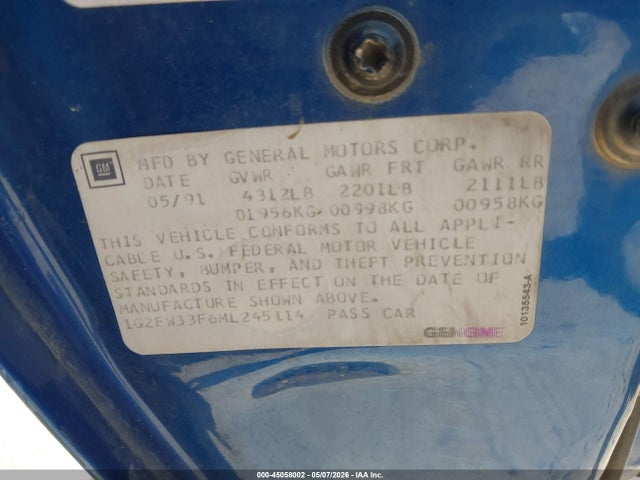 Продаж на аукціоні авто 1991 Pontiac Firebird Trans Am, vin: 1G2FW33F6ML245114, номер лоту: 45058002