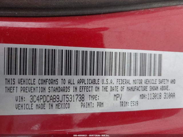 Dodge JOURNEY SE 2018 3C4PDCAB9JT531738 Image 9