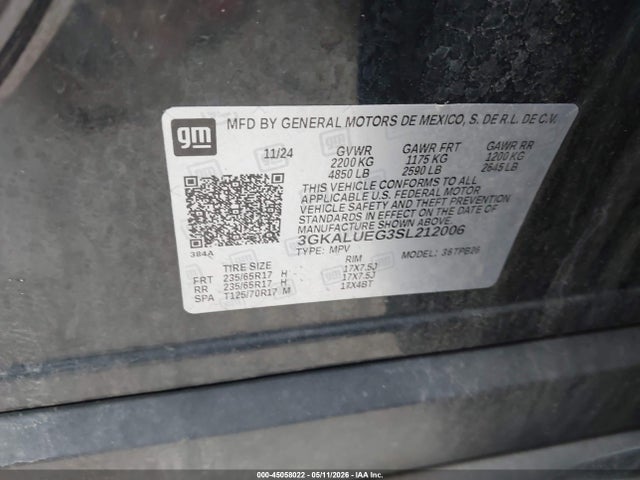 Продаж на аукціоні авто 2025 Gmc Terrain Awd Elevation, vin: 3GKALUEG3SL212006, номер лоту: 45058022