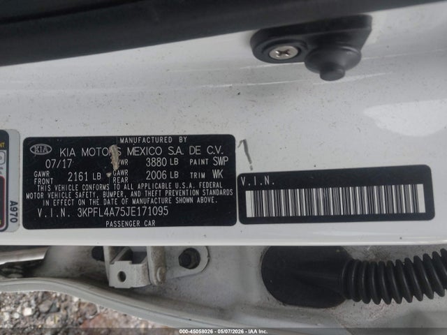 Продаж на аукціоні авто 2018 Kia Forte Lx, vin: 3KPFL4A75JE171095, номер лоту: 45058026