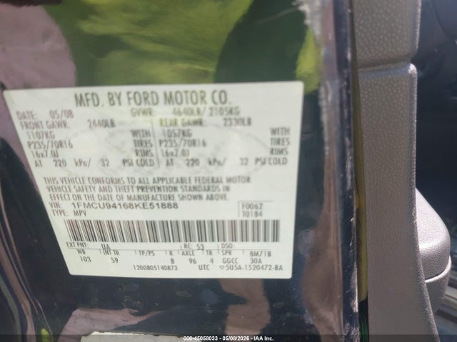 Продаж на аукціоні авто 2008 Ford Escape Limited, vin: 1FMCU94168KE51888, номер лоту: 45058033
