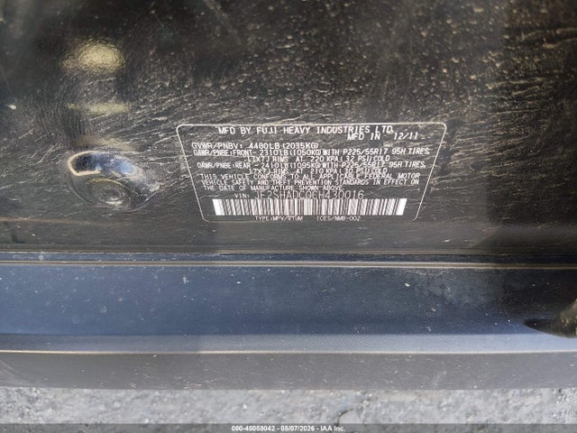 Продаж на аукціоні авто 2012 Subaru Forester 2.5x Premium, vin: JF2SHADC0CH430016, номер лоту: 45058042