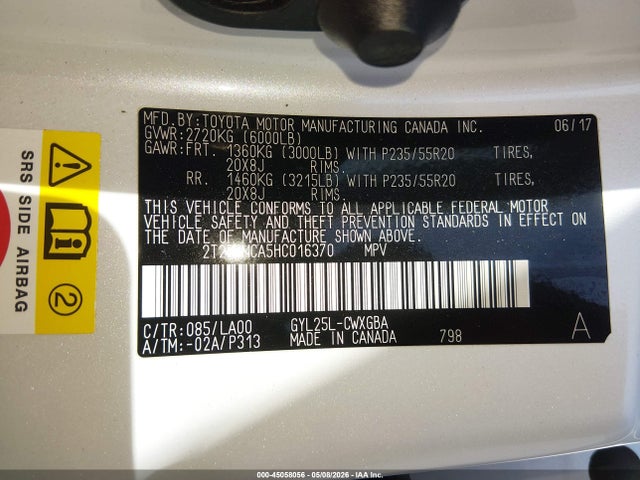 2017 Lexus Rx 450h მანქანა იყიდება აუქციონზე, vin: 2T2BGMCA5HC016370, აუქციონის ნომერი: 45058056