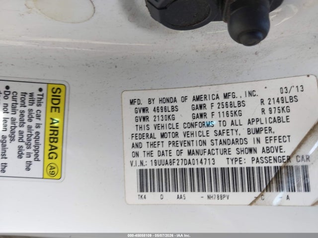 Aukcja sprzedaży 2013 Acura Tl 3.5, vin: 19UUA8F27DA014713, numer aukcji: 45058109