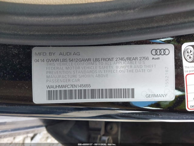 Aukcja sprzedaży 2014 Audi A6 3.0 Tdi Premium Plus, vin: WAUHMAFC7EN145655, numer aukcji: 45058137