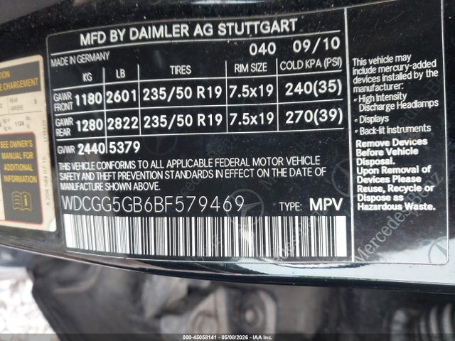 Продажа на аукционе авто 2011 Mercedes-benz Glk 350, vin: WDCGG5GB6BF579469, номер лота: 45058141