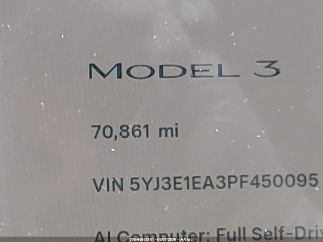 Продажа на аукционе авто 2023 Tesla Model 3 Rear-wheel Drive, vin: 5YJ3E1EA3PF450095, номер лота: 45058161