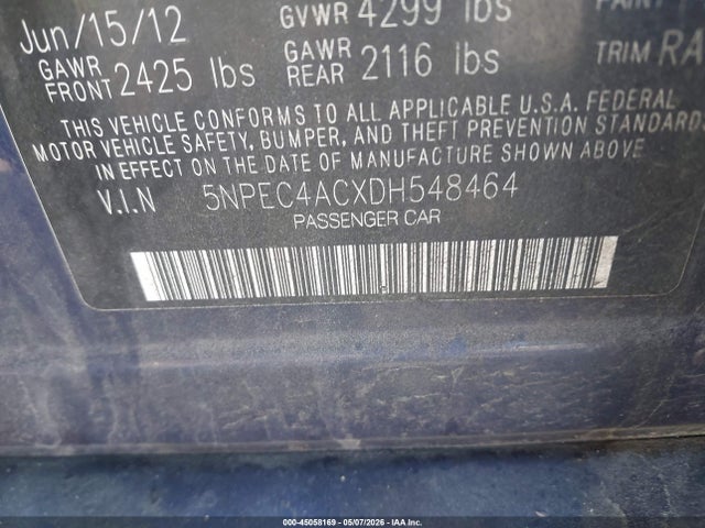 Aukcja sprzedaży 2013 Hyundai Sonata Limited, vin: 5NPEC4ACXDH548464, numer aukcji: 45058169
