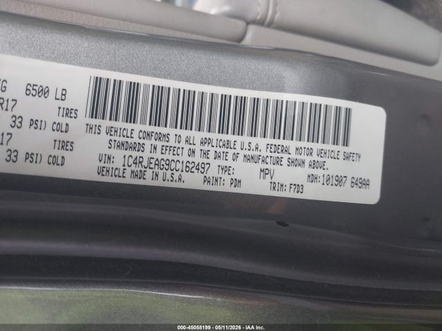 Aukcja sprzedaży 2012 Jeep Grand Cherokee Laredo, vin: 1C4RJEAG9CC162497, numer aukcji: 45058199