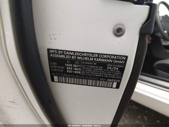 Aukcja sprzedaży 2005 Chrysler Crossfire Limited, vin: 1C3AN65L45X033565, numer aukcji: 45058204