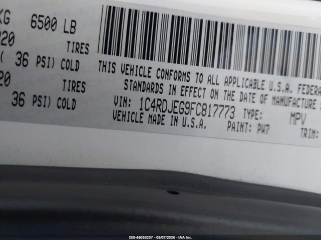 Aukcja sprzedaży 2015 Dodge Durango Citadel, vin: 1C4RDJEG9FC817773, numer aukcji: 45058207