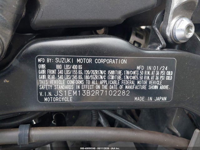 Продажа на аукционе авто 2024 Suzuki Gsx800 F, vin: JS1EM13B2R7102282, номер лота: 45058249
