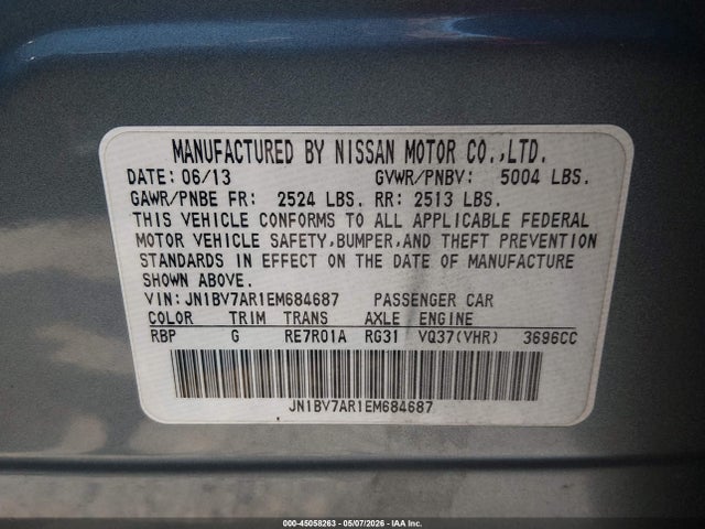 Aukcja sprzedaży 2014 Infiniti Q50 Premium, vin: JN1BV7AR1EM684687, numer aukcji: 45058263