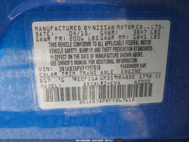 3N1AB7APXFY267618 Nissan SENTRA SR