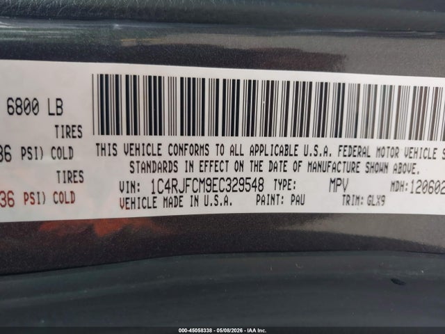 2014 Jeep Grand Cherokee Overland მანქანა იყიდება აუქციონზე, vin: 1C4RJFCM9EC329548, აუქციონის ნომერი: 45058338