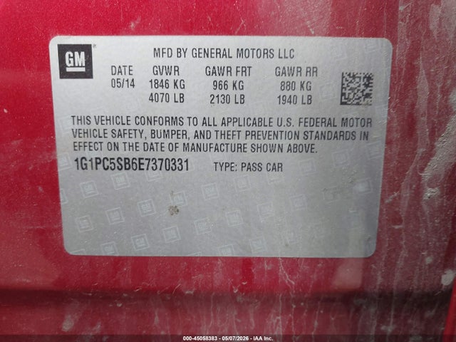 Продаж на аукціоні авто 2014 Chevrolet Cruze 1lt Auto, vin: 1G1PC5SB6E7370331, номер лоту: 45058383