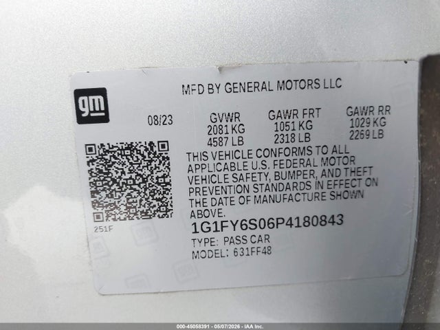 Aukcja sprzedaży 2023 Chevrolet Bolt Euv Fwd Lt, vin: 1G1FY6S06P4180843, numer aukcji: 45058391