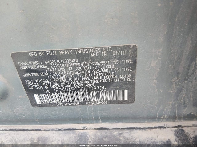 Auction sale of the 2011 Subaru Forester 2.5x Limited, vin: JF2SHAEC0BH738705, lot number: 45058397