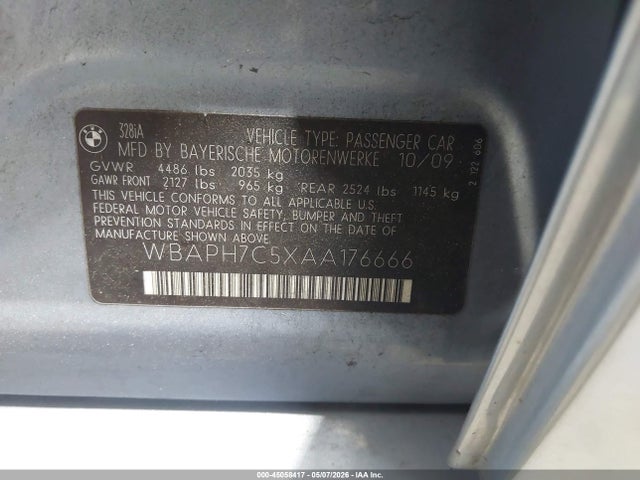 2010 Bmw 328i მანქანა იყიდება აუქციონზე, vin: WBAPH7C5XAA176666, აუქციონის ნომერი: 45058417