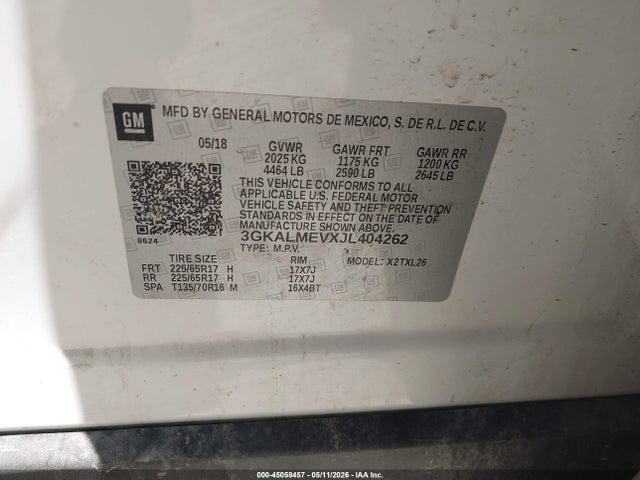 3GKALMEVXJL404262 GMC Terrain Sle