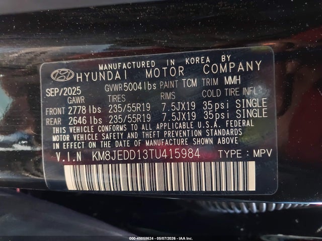 Продажа на аукционе авто 2026 Hyundai Tucson Hybrid Limited, vin: KM8JEDD13TU415984, номер лота: 45058624