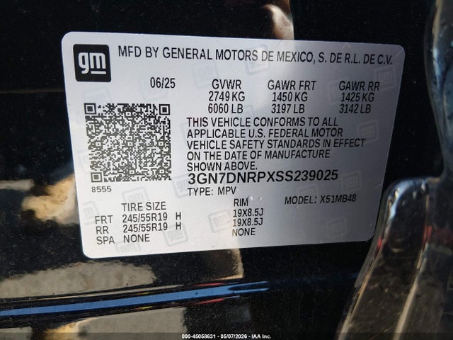 Продаж на аукціоні авто 2025 Chevrolet Equinox Ev Lt 2, vin: 3GN7DNRPXSS239025, номер лоту: 45058631