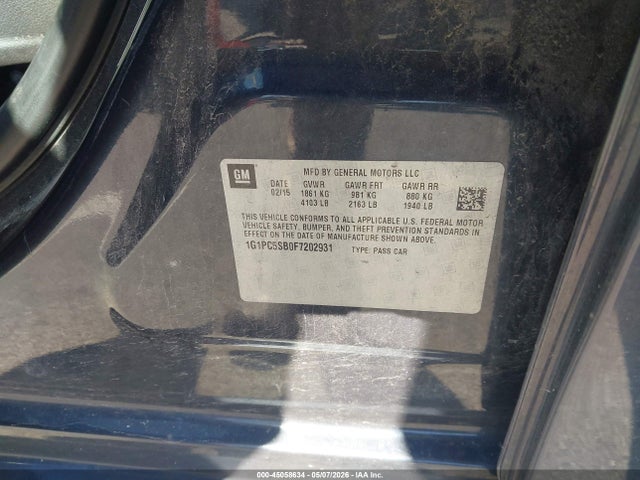 Продаж на аукціоні авто 2015 Chevrolet Cruze 1lt Auto, vin: 1G1PC5SB0F7202931, номер лоту: 45058634