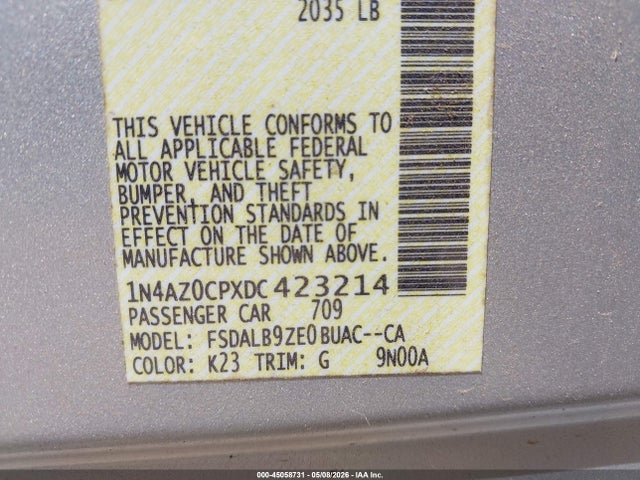 45058731 :رقم المزاد ، 1N4AZ0CPXDC423214 vin ، 2013 Nissan Leaf S مزاد بيع