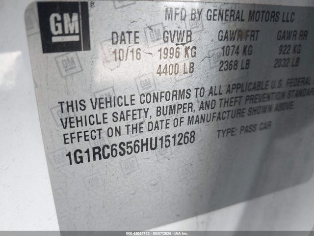 1G1RC6S56HU151268 Chevrolet VOLT LT