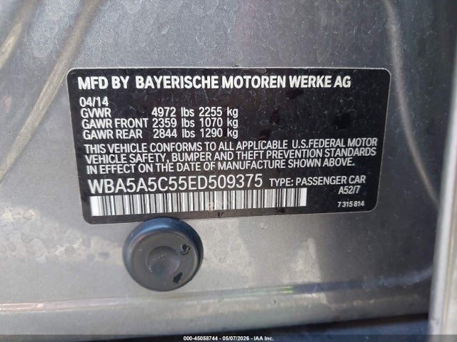 BMW 528I 2014 WBA5A5C55ED509375 Image 9