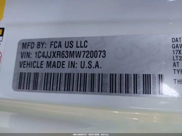 1C4JJXR63MW720073 Jeep Wrangler 4xe Unlimited Rubicon 4x4