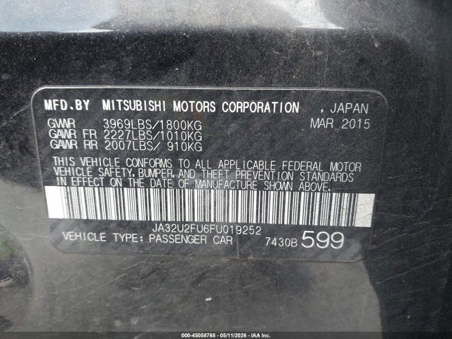 Продажа на аукционе авто 2015 Mitsubishi Lancer Es, vin: JA32U2FU6FU019252, номер лота: 45058768