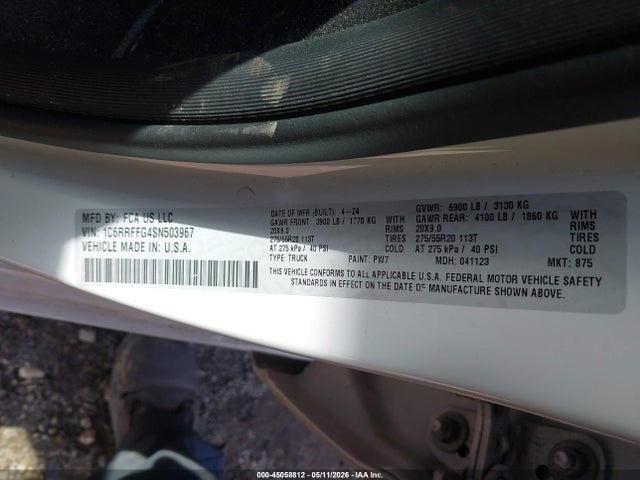Продаж на аукціоні авто 2025 Ram 1500 Big Horn  4x4 5'7 Box, vin: 1C6RRFFG4SN503967, номер лоту: 45058812