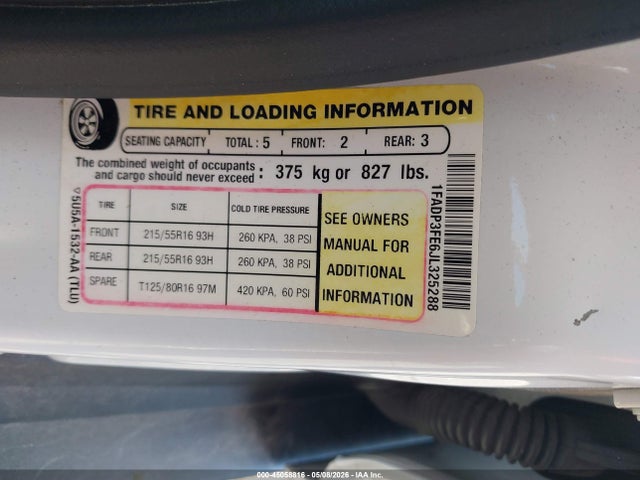 45058816 :رقم المزاد ، 1FADP3FE6JL325288 vin ، 2018 Ford Focus Se مزاد بيع