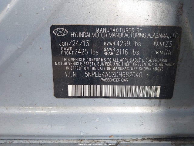 Продажа на аукционе авто 2013 Hyundai Sonata Gls, vin: 5NPEB4ACXDH682040, номер лота: 45058873