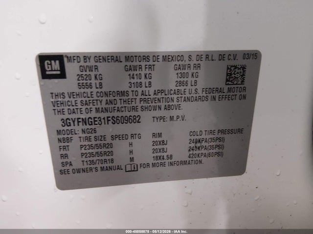 Продажа на аукционе авто 2015 Cadillac Srx Premium Collection, vin: 3GYFNGE31FS609682, номер лота: 45058878