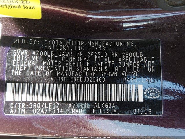 Aukcja sprzedaży 2014 Toyota Avalon Hybrid Xle Premium, vin: 4T1BD1EB6EU020469, numer aukcji: 45058881