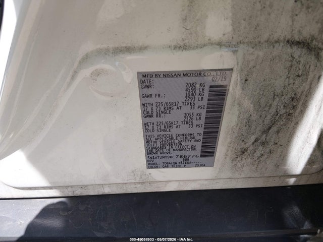 Aukcja sprzedaży 2019 Nissan Rogue Sv, vin: 5N1AT2MT9KC786776, numer aukcji: 45058903